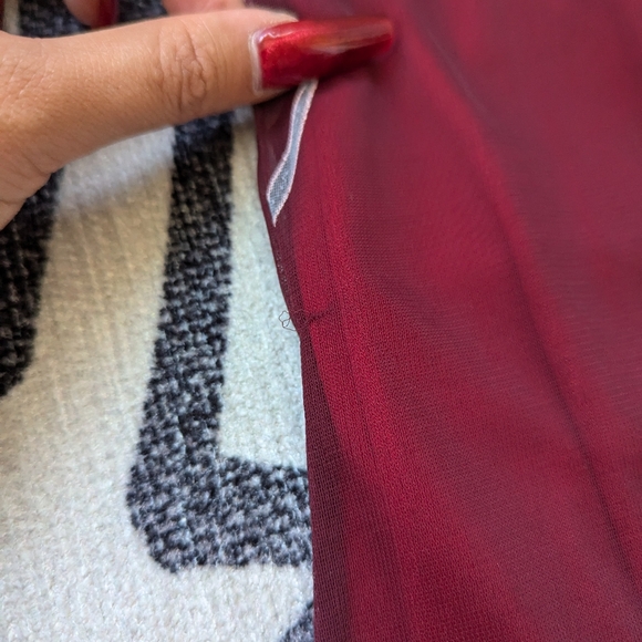 Vintage Y2K Red Floral Mesh Maxi Dress Ezen Small - Picture 8 of 11